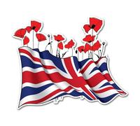2 pegatinas de vinilo con bandera de amapolas de 15 cm - Lest We Forget Remembrance Day Memorial Service Poppy Union Jack British Flower War Sticker #82193