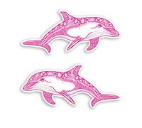 2 pegatinas de vinilo con delfín rosa de 10 cm, diseño de animales tribales