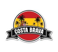 2 pegatinas de vinilo de 10 cm de la Costa Brava, bandera de España, ciudad, palmera, viajes, vacaciones, geografía, ubicación, calcomanía #83280