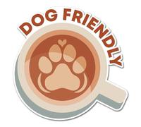 2 pegatinas de vinilo de 15 cm, aptas para perros, café, pub, perros, animales domésticos, bienvenida, tienda, aviso, pequeña empresa, taxi, calcomanía #83042