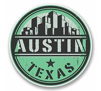 2 pegatinas de vinilo de Austin Texas USA de 10 cm - Calcomanía para equipaje de viaje #9821 (10 cm de ancho x 10 cm de alto)