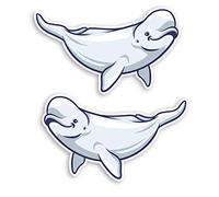 2 pegatinas de vinilo de ballena beluga de 10 cm, diseño de océano mar Fun #20877 (10 cm de ancho)