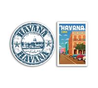 2 pegatinas de vinilo de la Habana de 10 cm de alto, regalo de viaje de la ciudad cubana de la capital de las vacaciones #78550
