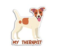 2 pegatinas de vinilo de perro terapeuta de 10 cm - Jack Russell Terrier ilustración de dibujos animados cachorro animales mascotas apoyo portátil hogar pegatina #79882