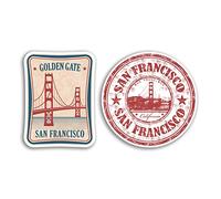 2 pegatinas de vinilo de San Francisco de 10 cm de alto - Estados Unidos Estados Unidos Golden Gate regalo de viaje #78523