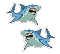 2 pegatinas de vinilo de tiburón blanco de enojado de 10 cm, pegatinas de dibujos animados de tiburones #70585