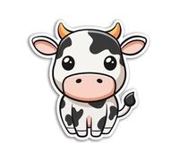2 pegatinas de vinilo de vaca de 10 cm, diseño de becerro, color blanco y negro, animales de granja, personajes kawaii, dibujos animados, para niñas y niños, #82000