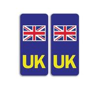 2 pegatinas de vinilo para placa de matrícula de motocicleta del Reino Unido, bandera en el extranjero, etiqueta de matrícula de vehículo de Europa, tamaño 24 mm x 54 mm #81663