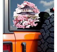 2 pegatinas impermeables para coche, 13 x 13 cm, estilo japonés, con motivos arquitectónicos, para coches, portátiles, parachoques, cascos y ventanas | #DZ101