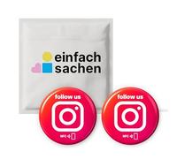 2 pegatinas NFC Instagram “Follow us” - adhesivos epoxi 3D Ø 3 cm - programables, regrabables y sin contacto - herramienta de marketing digital para redes, eventos y negocios internacionales