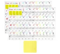 2 pegatinas para teclado de piano con 1 paño de limpieza para teclado de piano, pegatinas para teclado musical, pegatinas de teclas blancas y negras, adecuadas para teclados blancos 37/49/61/88