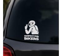 2 pegatinas «Respect for Bikers» - 10 × 17 cm - Moto Auto Sticker (blanco mate)