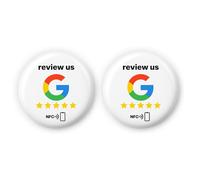 2 pegatinas "Review us" en Google NFC Stickers - 3 cm de diámetro - Collect More Reviews Instantly with One Tap - Self-Programmable & Reusable - Perfect for Counters, Business Cards, Devices & Display