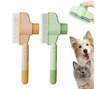 2 Peine autolimpiante contra pulgas, hamms para perros para el cuidado de la alfombrilla, cepillo autolimpiante para mascotas para largo y gatos de corto, peine para pulgas para perros con