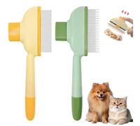 2 Peines Aautolimpiantes para Pulgas Cepillo Perro Pelo Largo Muerto Peine Antipulgas Autolimpiante para Mascotas con Botón de Liberación Cepillos Autolimpiables para Quitar Pelo Muerto