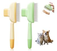 2 peines antipulgas para gatos y perros, cepillo para pelo de gato con botón de desbloqueo, cepillo para limpieza de pelo suelto y anudado