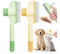 2 peines antipulgas para gatos y perros, peine autolimpiante para pulgas y cepillo de cuidado del pelo para mascotas, peine para gatos y perros, cepillo para gatos con botón de liberación, para