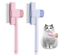 2 peines autolimpiantes para pulgas, 2025, cepillo de pelo para gatos, elimina la capa interna del pelo de animales, cepillo autolimpiante para perros y gatos (azul y rosa)