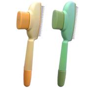 2 peines autolimpiantes para pulgas, peine antipulgas para gatos, peinado suave con dientes redondeados, para pérdida de cabello y enredos, cepillo autolimpiante para mascotas de pelo largo y gatos de