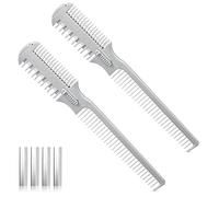 2 peines de doble cara para adelgazar el cabello, peine cortador de pelo de doble filo, tijeras de corte de pelo con cuchilla para cortar y peinar, viene con 10 cabezales de repuesto