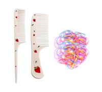 2 Peines De Fresa, 1 Paquete De Gomas Elásticas De Color Gelatina, Peines Para Niños, Peines De Dibujos Animados, Cepillos Para El Cabello Para Niños, Juegos De Cepillos Para Niñas