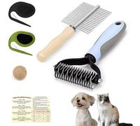 2 peines de nudos para gatos y perros + 1 combo de aseo de mascotas + 1 peine de doble cara para mascotas, diseño más seguro y eficaz, diseño antideslizante, kit de herramientas para desenredar y aseo