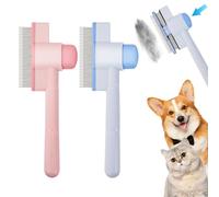 2 peines Magic Clean para gatos para pulgas y enredos, cepillo autolimpiante de acero inoxidable, herramienta de aseo para gatos de interior