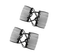 2 peines mágicos ajustables negros para el cabello, clip elástico de doble peine, horquillas para el pelo sin arrugas, horquillas dobles para el cabello, peines mágicos para mujer, accesorios para