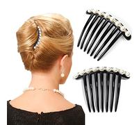 2 peines para el pelo con perlas, color negro, peine giratorio con diamantes de imitación, peines decorativos para el cabello para mujer, accesorios