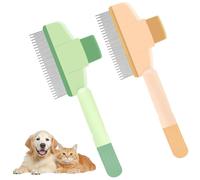 2 peines para gatos, peine antipulgas para perros, Cepillo Quitapelos Mascotas con un Botón,Elimina Pelos Sueltos, Nudos y Pulgas peines duraderos y autolimpiables para el aseo