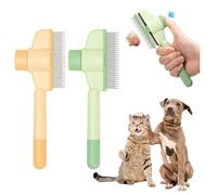 2 peines para gatos, peine antipulgas para perros, peine autolimpiante para pulgas y cepillo de aseo para mascotas, el botón puede limpiar rápidamente el cabello (amarillo y verde)