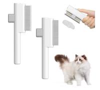 2 Peines Peine Antipulgas para Perros, Peine para Gatos, cepillo de aseo para mascotas, con botón para una limpieza rápida de pelos sueltos, para Pelo Corto y Largo Gatos y Perros Suministros de Aseo