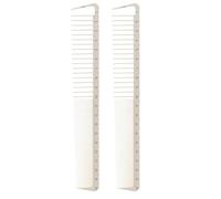 2 peines portátiles anticorte de pelo para salón de belleza, peine de medición de resina, color blanco, 7.9 x 1.2 pulgadas