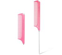 2 peinetas telescópicas para peluquería, de acero inoxidable, antiestático, con mango, adecuado para trenzas de mujer y cabello trenzado