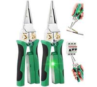 2 pelacables 8 en 1 con probador de voltaje, pelacables y cortadores con alicates, crimpadora, división, herramientas pelacables para 10-18 AWG para electricista herramienta pelacables de trabajo