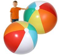 2 pelotas de playa inflables gigantes, 39 pelotas de piscina de PVC jumbo para divertirse con la familia, color arcoíris para niños y adultos