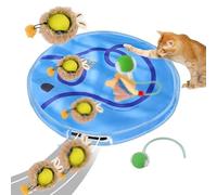 2 Pelotas Gatos Interactivas Automático con 1 Alfombra de Juego, Pelotas de Juguete Eléctricas Gatos de Interior, Bola de Juguete Interactivo de 360° Gatos Perros, Inteligente Pelotas de Mascotas (B)