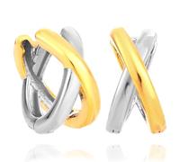 2 Pendientes de Aro Dorados y Plateados, Orecchini Bicolore Gioielli Leggeri Gioielli in Metallo Misto per Donne Regalo Alla Moda per Compleanno e Anniversario