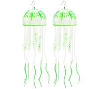 2 pendientes de medusas brillantes para mujer, con forma de animales marinos, pendientes extraños que brillan en la oscuridad, Silicona, Sin gemas.