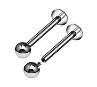 2 pendientes de titanio G23 internamente labret de 16 g, 1,2 mm, 3 mm, bola de Marilyn Monroe Spiderbita Piercing joyería tamaño, Titanio, Sin gemas.