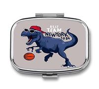 2 Pequeños Estuches Baloncesto De Dinosaurio Azul Para Pastillas De Viaje Resistentes A La Humedad Para Bolsillo, Billetera, Medicación Portátil Diaria