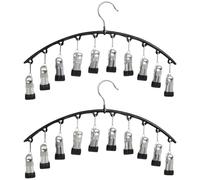 2 perchas de ropa con clips, estante de secado de acero inoxidable con 10 clips, colgador giratorio de 360 grados, colgador de múltiples clips que ahorra espacio, 15.7 pulgadas, colgador negro de 40