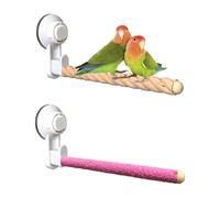 2 perchas para pájaros con ventosa, soporte de madera para loros, ducha y ventana, juguetes de entrenamiento de palo de molienda, soporte de viaje para pared de baño, coche, para pájaros pequeños y
