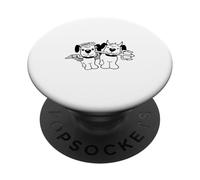 2 Perros Ángeles Infierno Diablo Satanás Cielo Conciencia Dibujos Animados Diversión PopSockets PopGrip Adhesivo