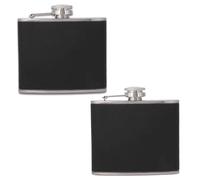 2 petacas para licor, petaca de bolsillo de acero inoxidable a prueba de fugas con embudo y cubierta de cuero negro, frascos finos, recipiente para botellas de alcohol para whisky (Jarra de 5 oz + 1
