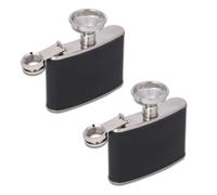 2 petacas para licor, petaca de bolsillo de acero inoxidable a prueba de fugas con embudo y cubierta de cuero negro, frascos finos, recipiente para botellas de alcohol para whisky (Jarra de 4 oz + 1