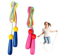 2 Pezzi Corda per Saltare Regolabile Colorata Blu e Rosa, Corda in Cotone con Manico in Legno per Bambini, Ragazzi e Adulti, per Fitness, Allenamento e Attività All'aperto