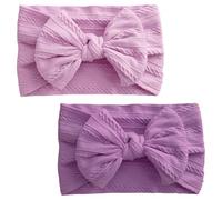 2 Pezzi Fasce per Capelli per Neonato Fascia per Turbante per Neonata Fiocchi per Bambina Fiocco Morbido Copricapo Fasce Elastiche per Capelli per i più Piccoli Neonato (Viola Scuro+Viola Chiaro)