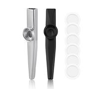 2 Pezzi Flauto Kazoo in Metallo Strumenti Musicali Kazoo con 6 Pezzi Membrane, Kazoo Metallo per Bambini Bimbi e gli Amanti Musicali