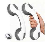 2 pezzi Maniglie a Ventosa per Bagno 30 cm maniglia doccia ventosa,MAX 110 KG, vasche da bagno e bagni, maniglioni di sicurezza aanziani e persone della terza età - Grigio